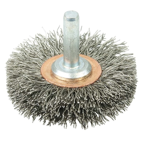 Weiler 2" Wire Wheel, .0118" Stainless Steel Fill, 1/4" Stem 17611 - main